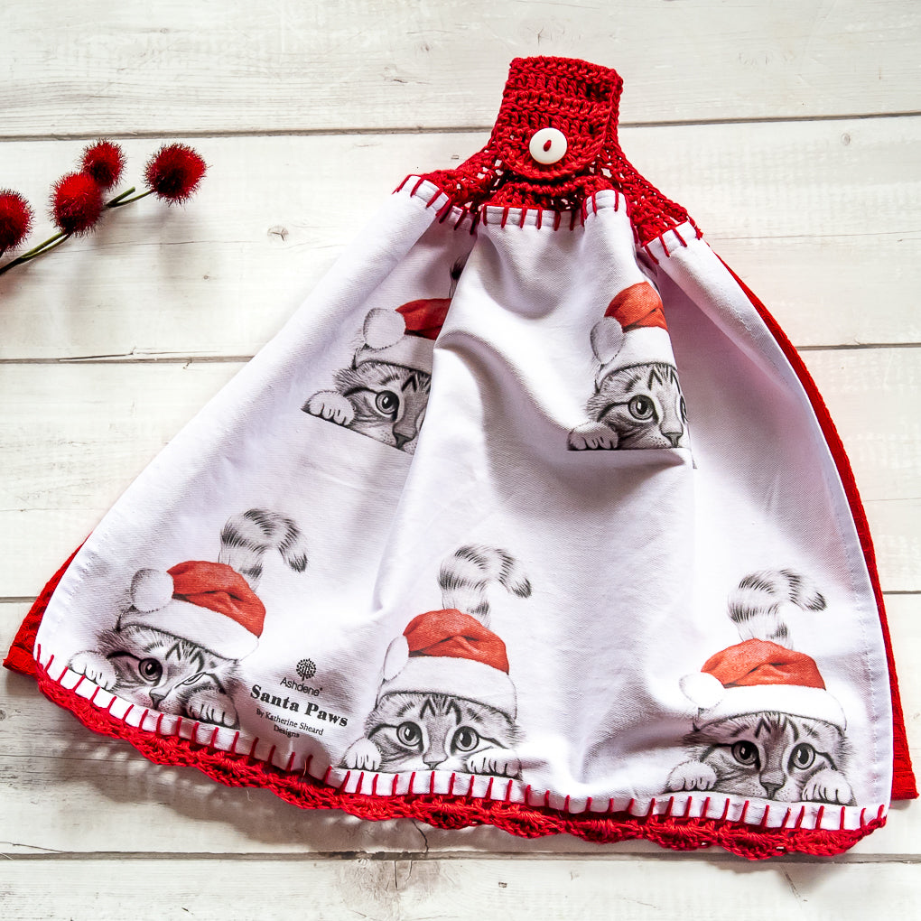Pet Loving Christmas Themed Hanging Tea Towels - Hand Towels - Double Sided
