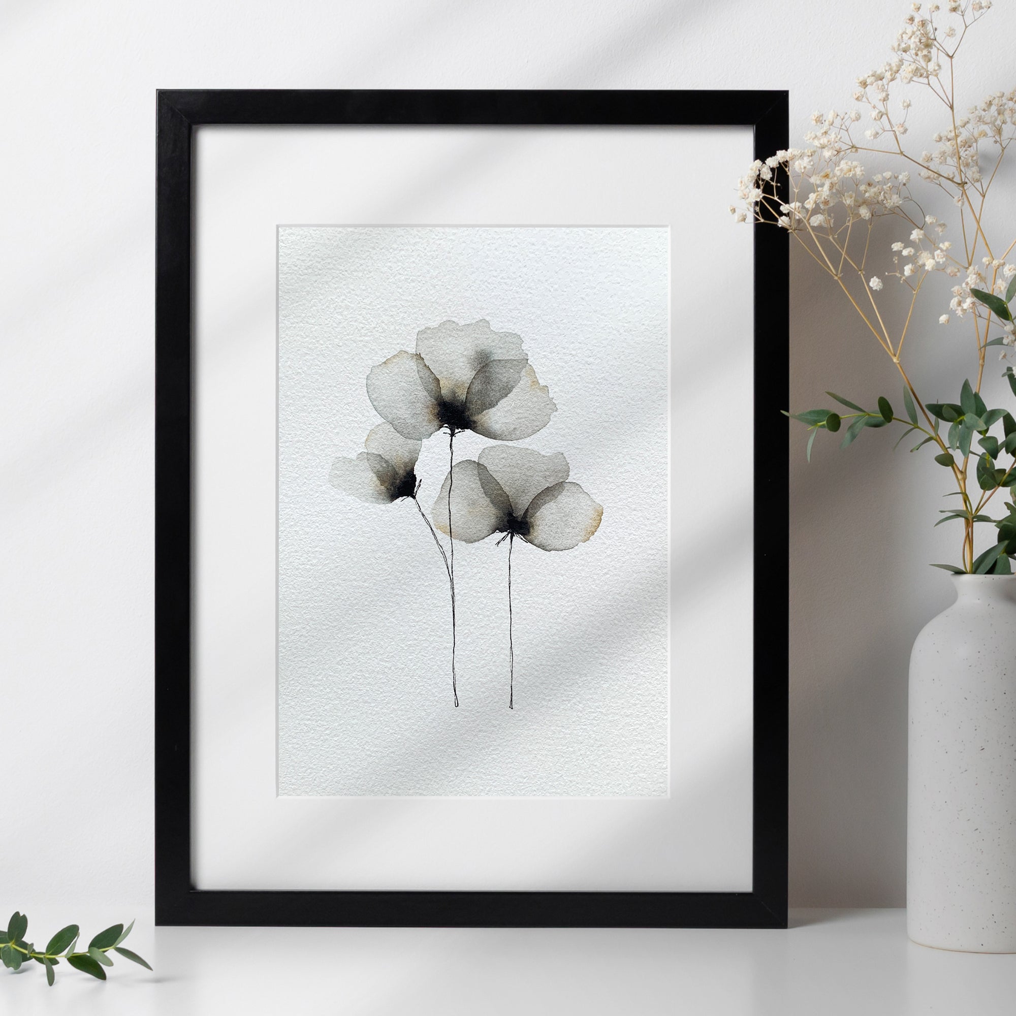 Original Hand-painted Watercolour Artwork - Neutral Florals