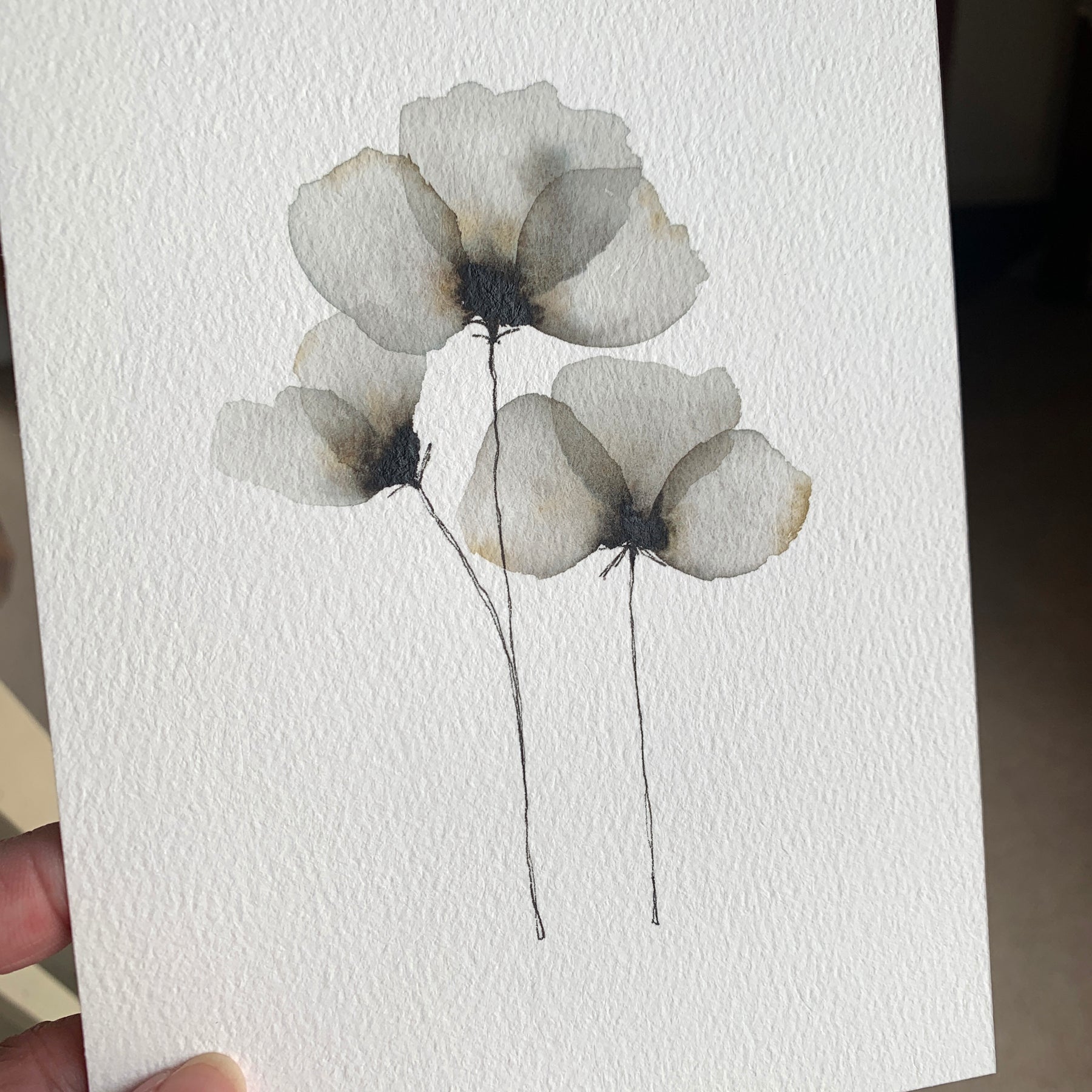 Original Hand-painted Watercolour Artwork - Neutral Florals