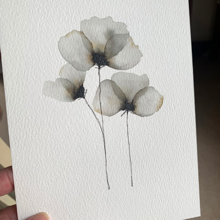 Original Hand-painted Watercolour Artwork - Neutral Florals