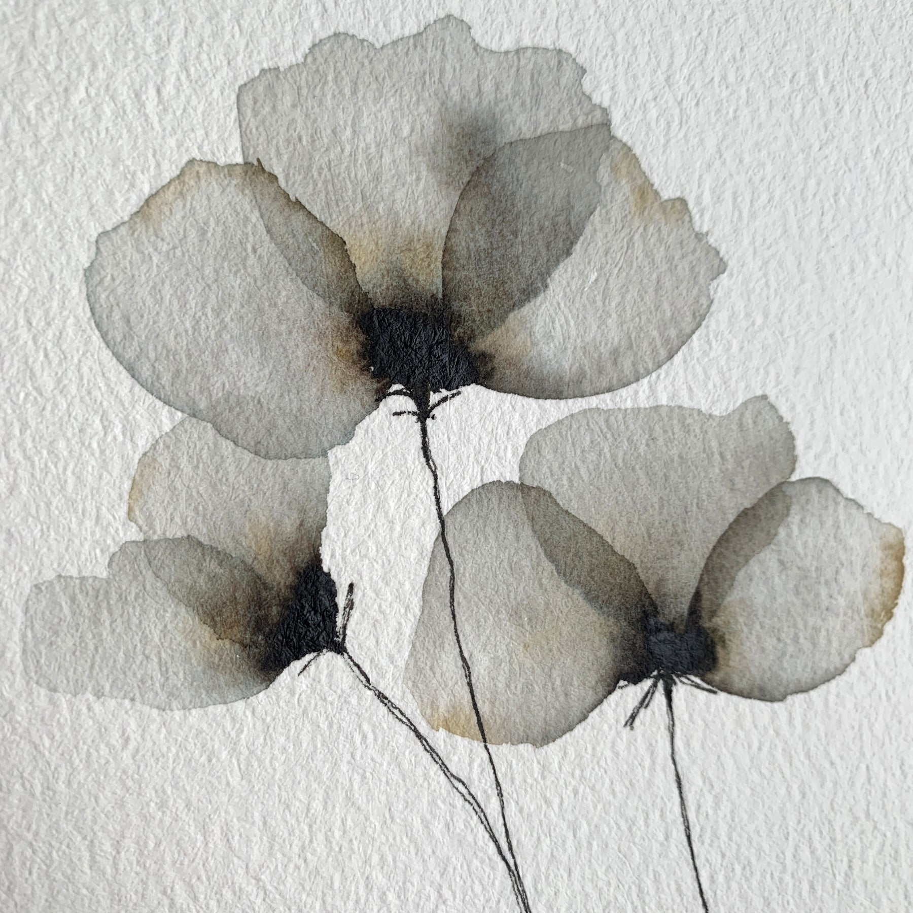 Original Hand-painted Watercolour Artwork - Neutral Florals