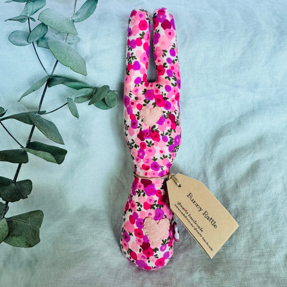 Handmade Bunny Rattle - Lots of options including Liberty