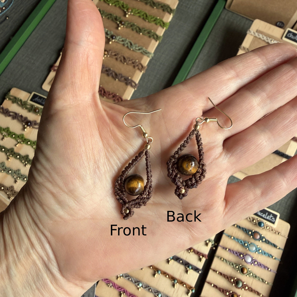 Micro Macrame Boho Bead Drop Earrings