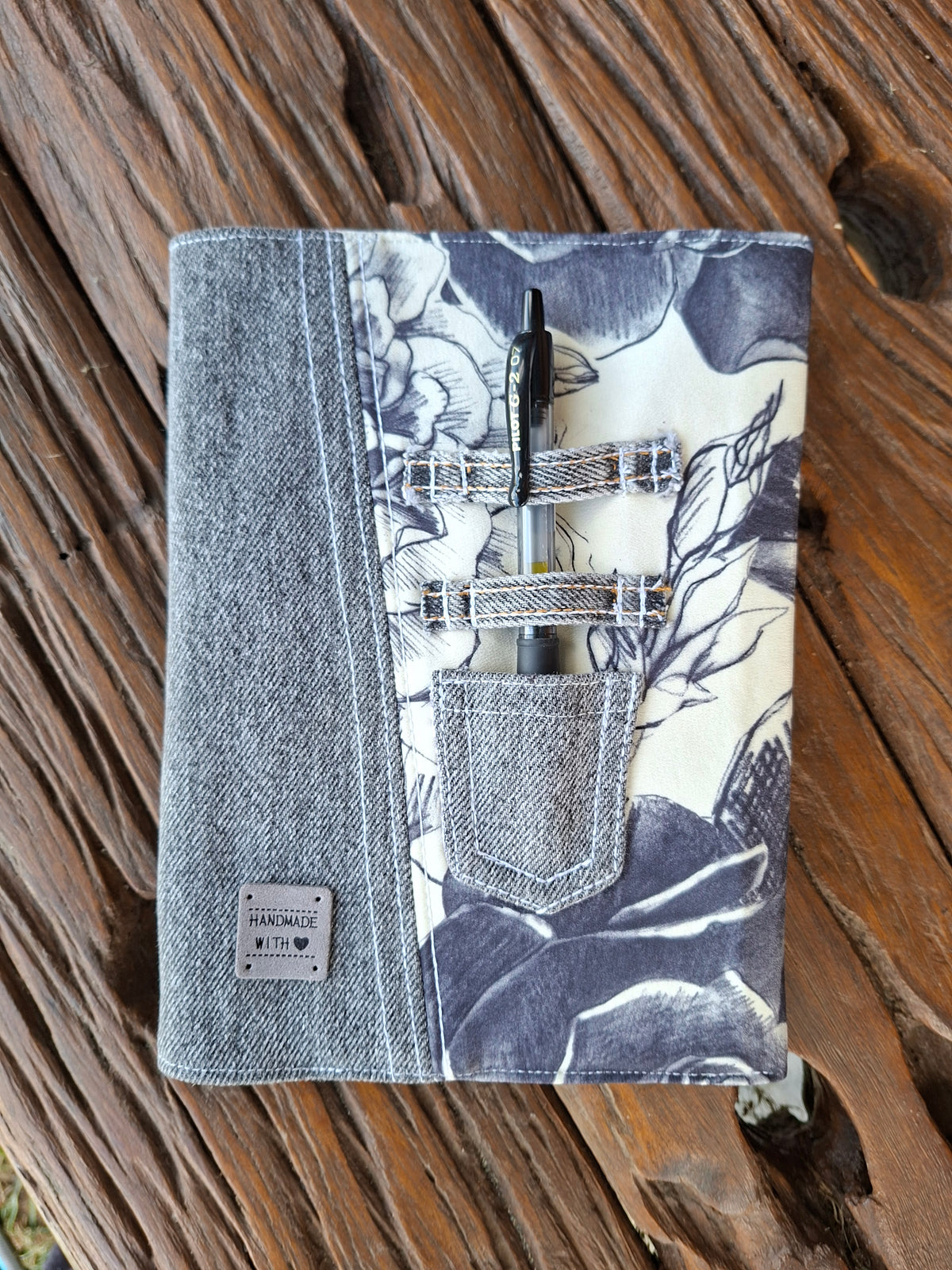 Recycled Rose & Faded Denim Journal Cover - A5