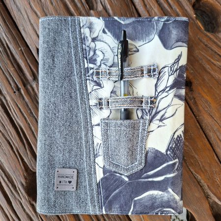 Recycled Rose & Faded Denim Journal Cover - A5