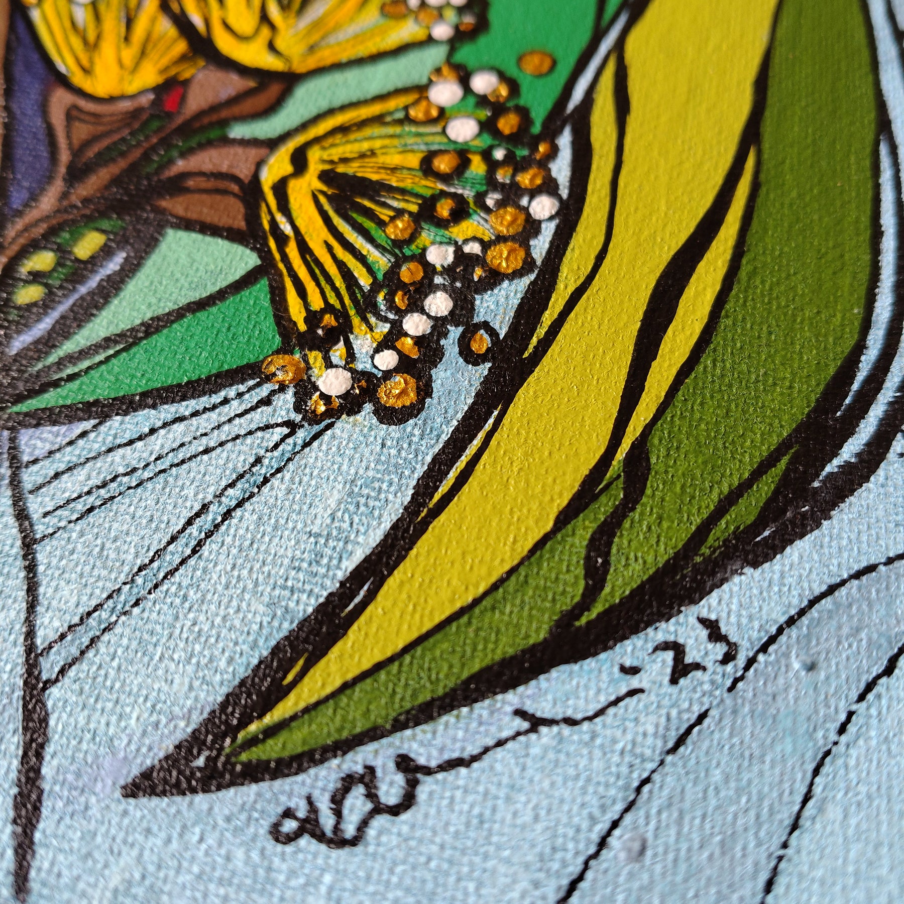 A3 ORIGINAL ARTWORK - "Rainbow Nectar Nibbler" - Abstract Art