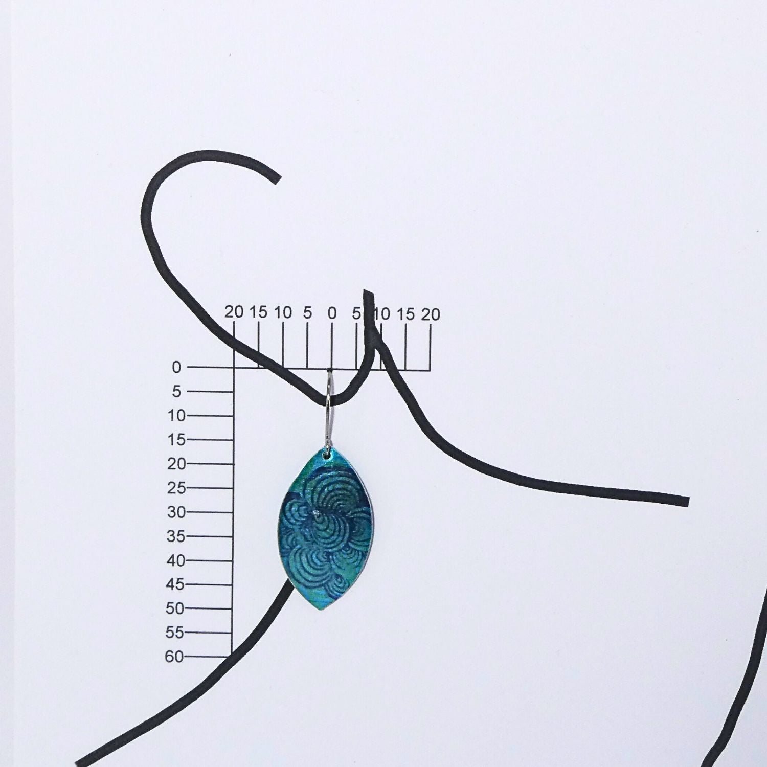 Anodised aluminium earrings hand printed Blue Cloud Collection