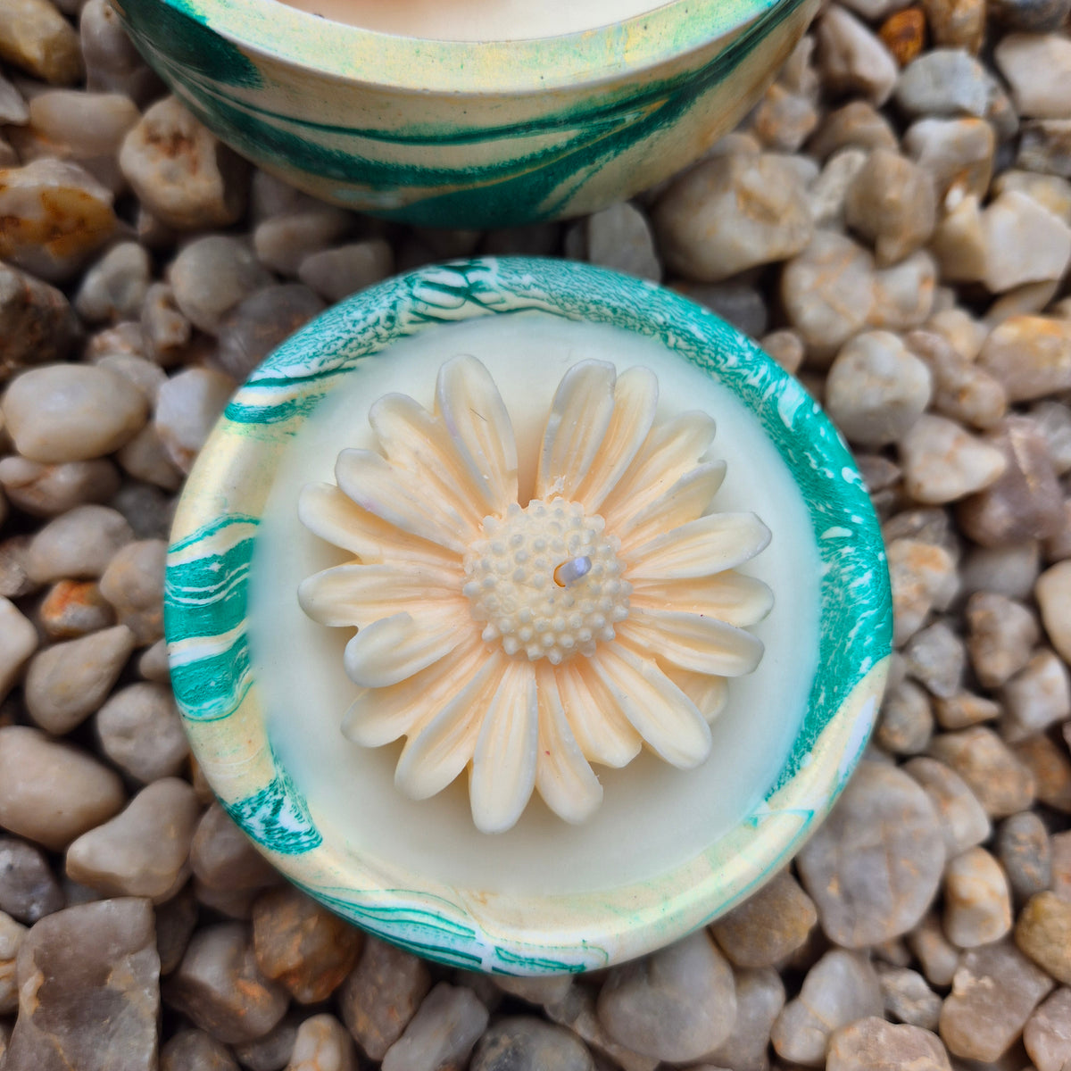 Concrete organic shaped bowl candle with black raspberry lime