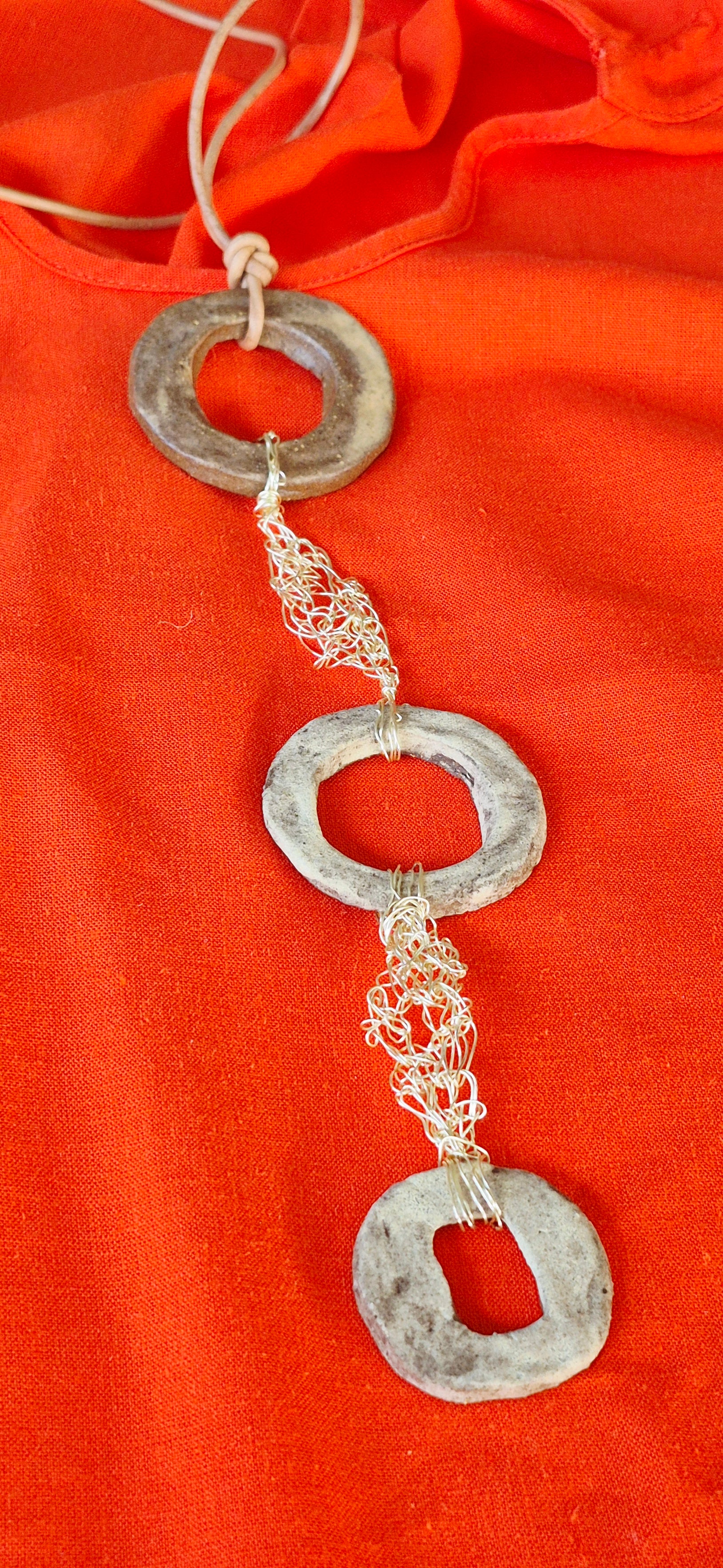 Pottery and wire  Crochet necklace