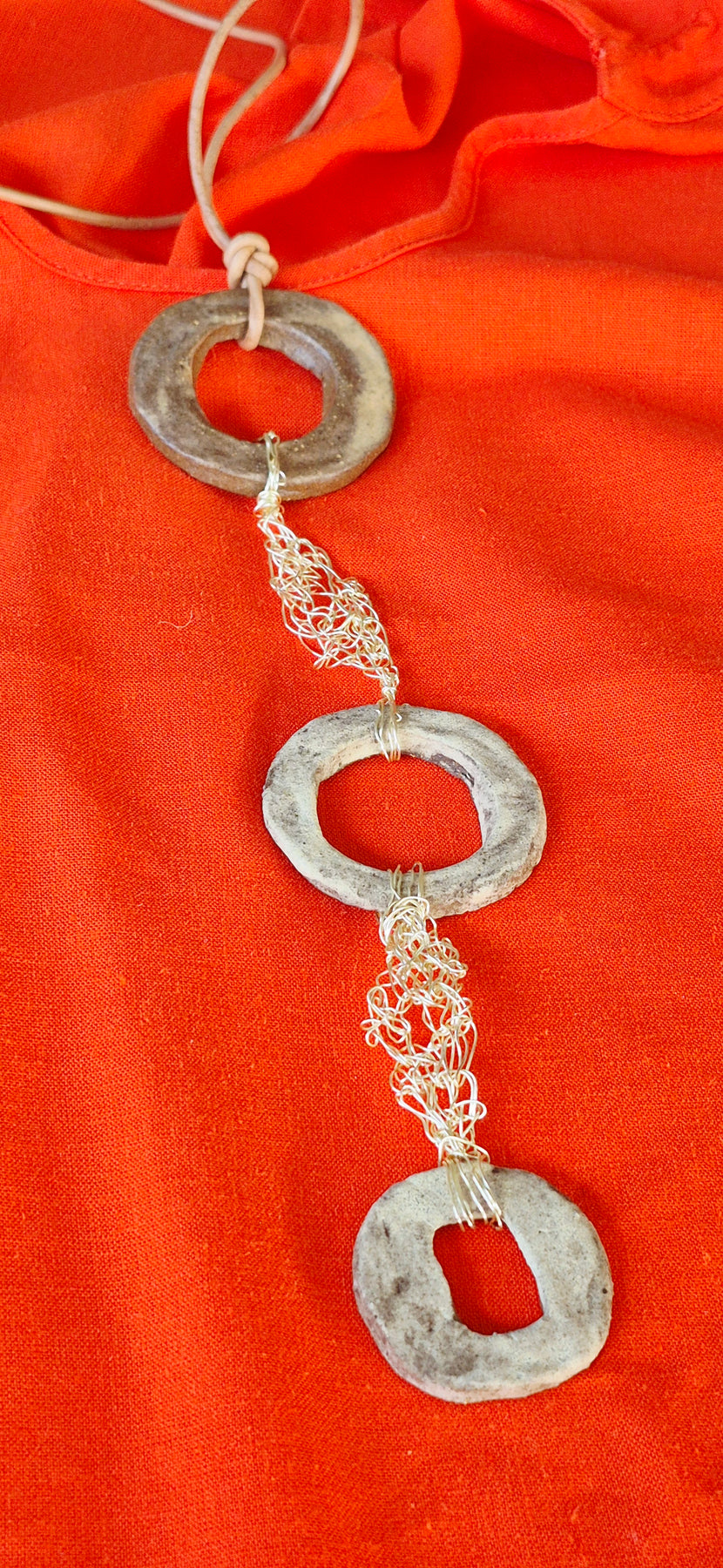 Pottery and wire  Crochet necklace