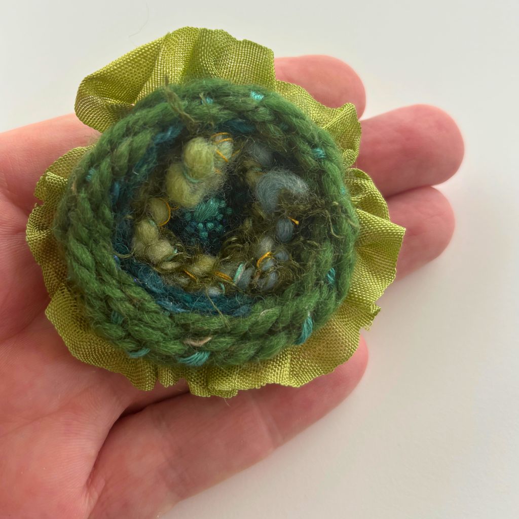 Handwoven Brooch - Green