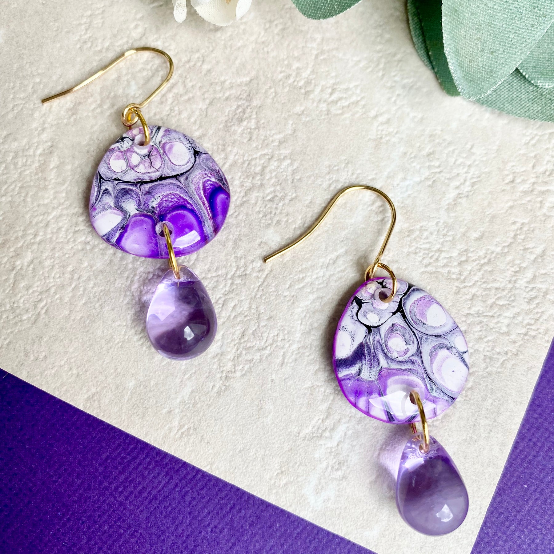 Pretty Purple Lilac Wearable Art Earrings