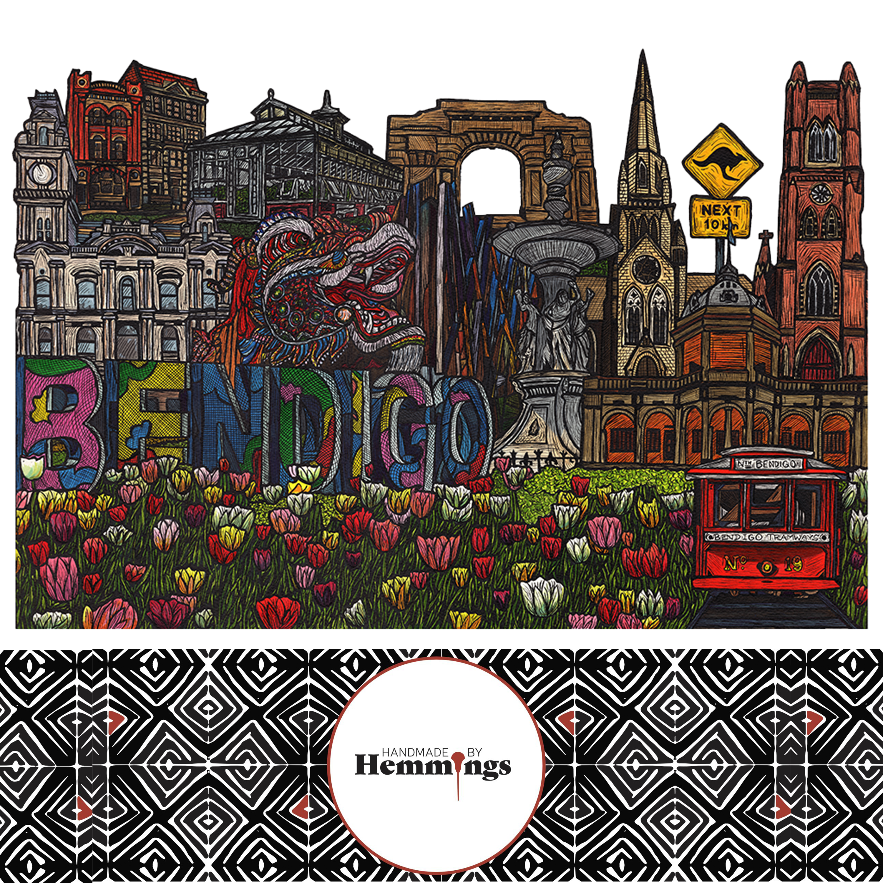 Bendigo Collage Fine Art Print