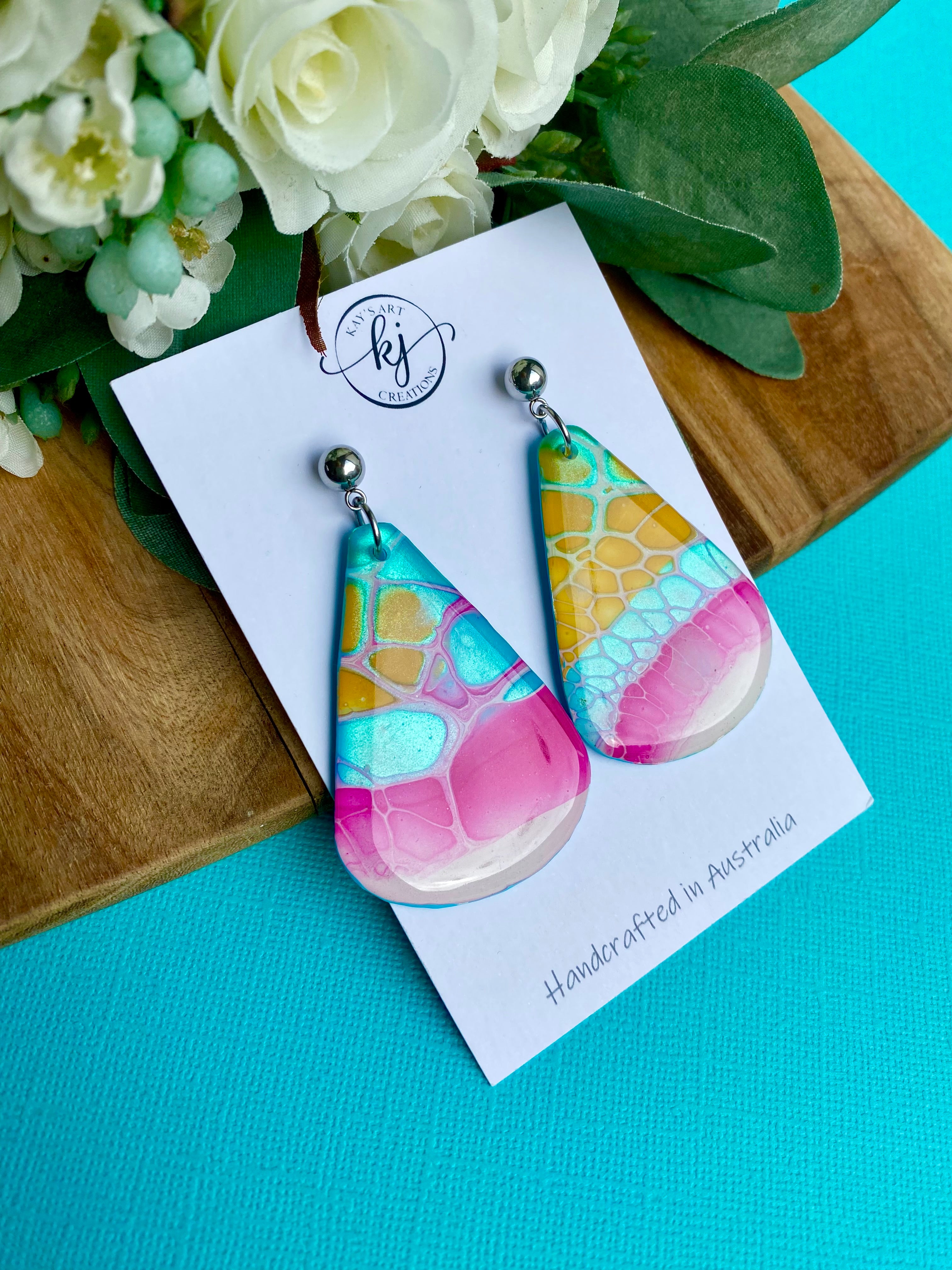Hand Painted mismatched Dangle Earrings