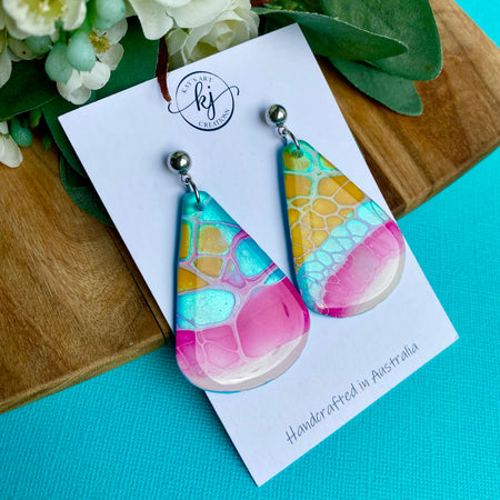 Hand Painted mismatched Dangle Earrings
