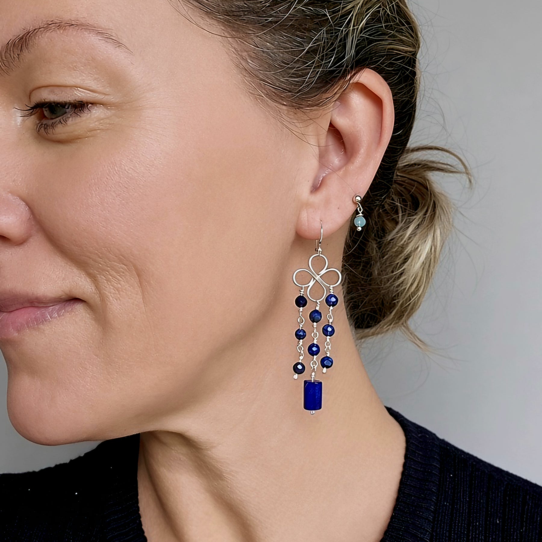 Lapis Lazuli Clover Dangle Earrings