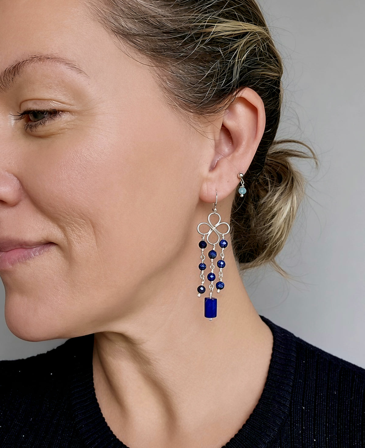 Lapis Lazuli Clover Dangle Earrings