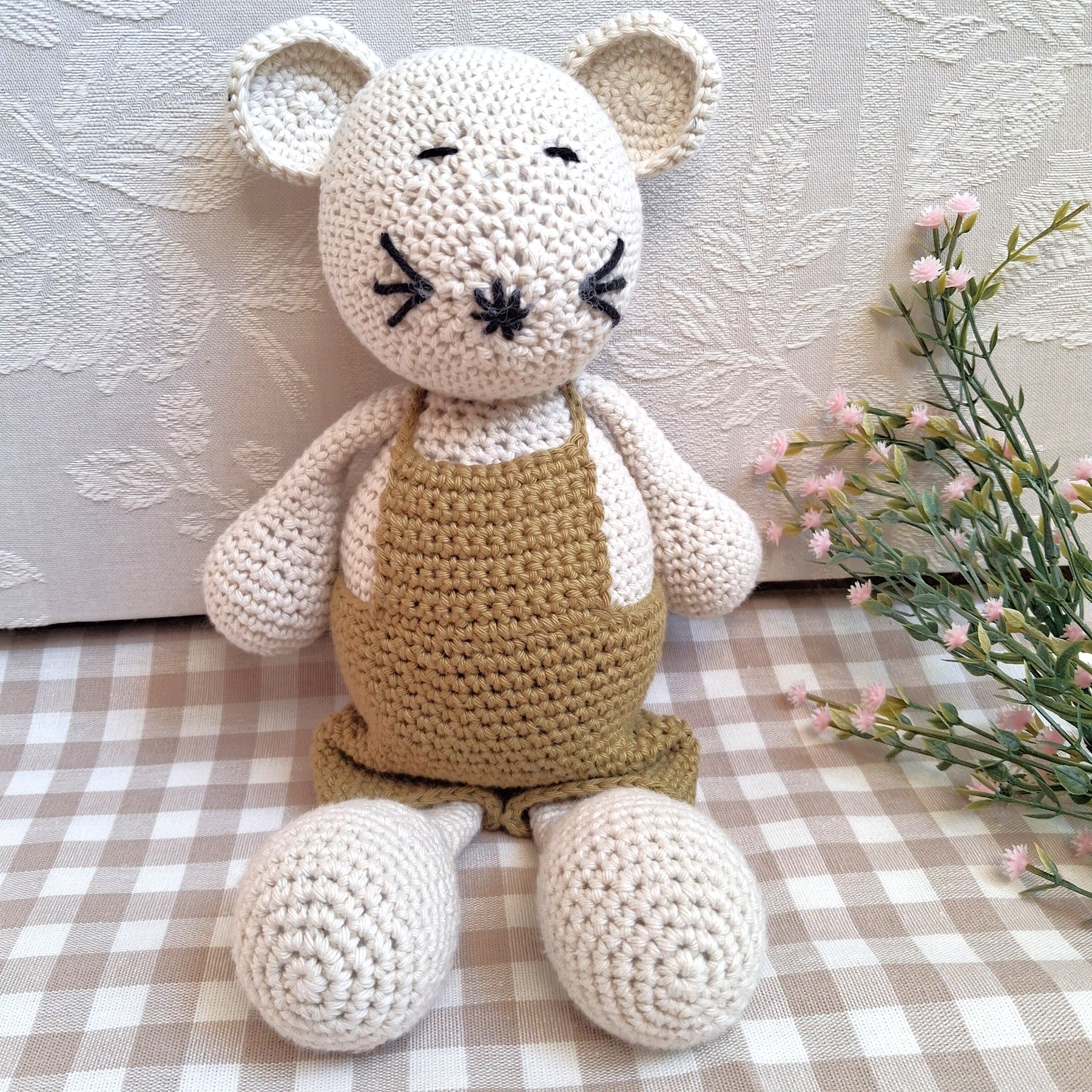 Handmade Crochet Toy Mouse - 100% Cotton