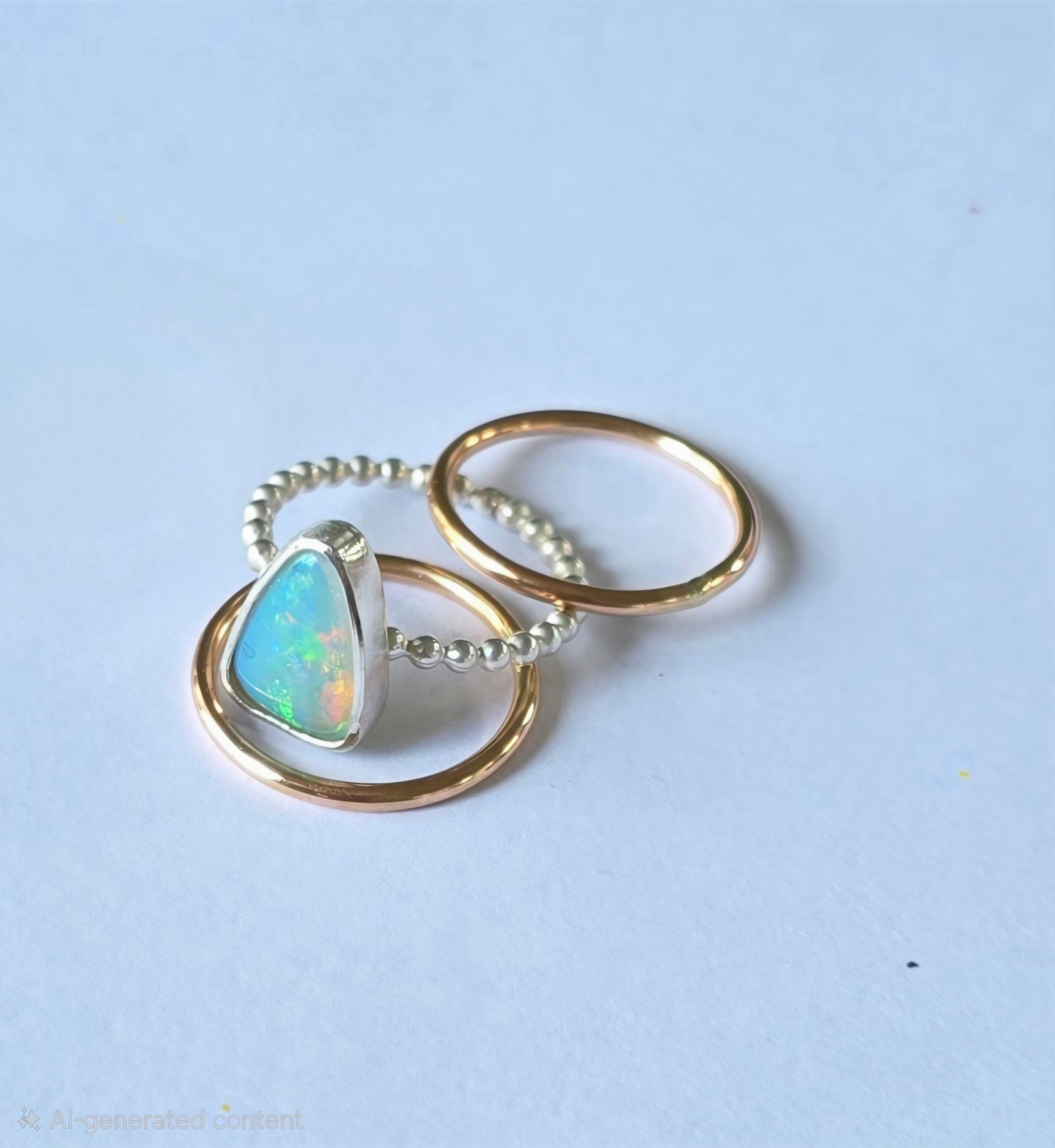 Stunning solid Australian opal and gold ring set