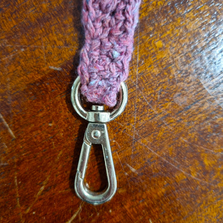 Crochet Lanyard - Pink upcycled denim yarn