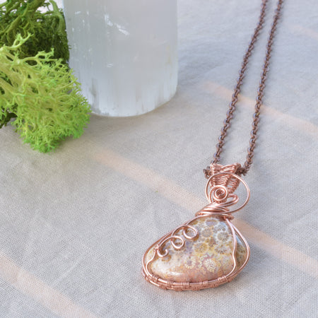 Once, An Ocean - Coral Fossil Pendant in Copper