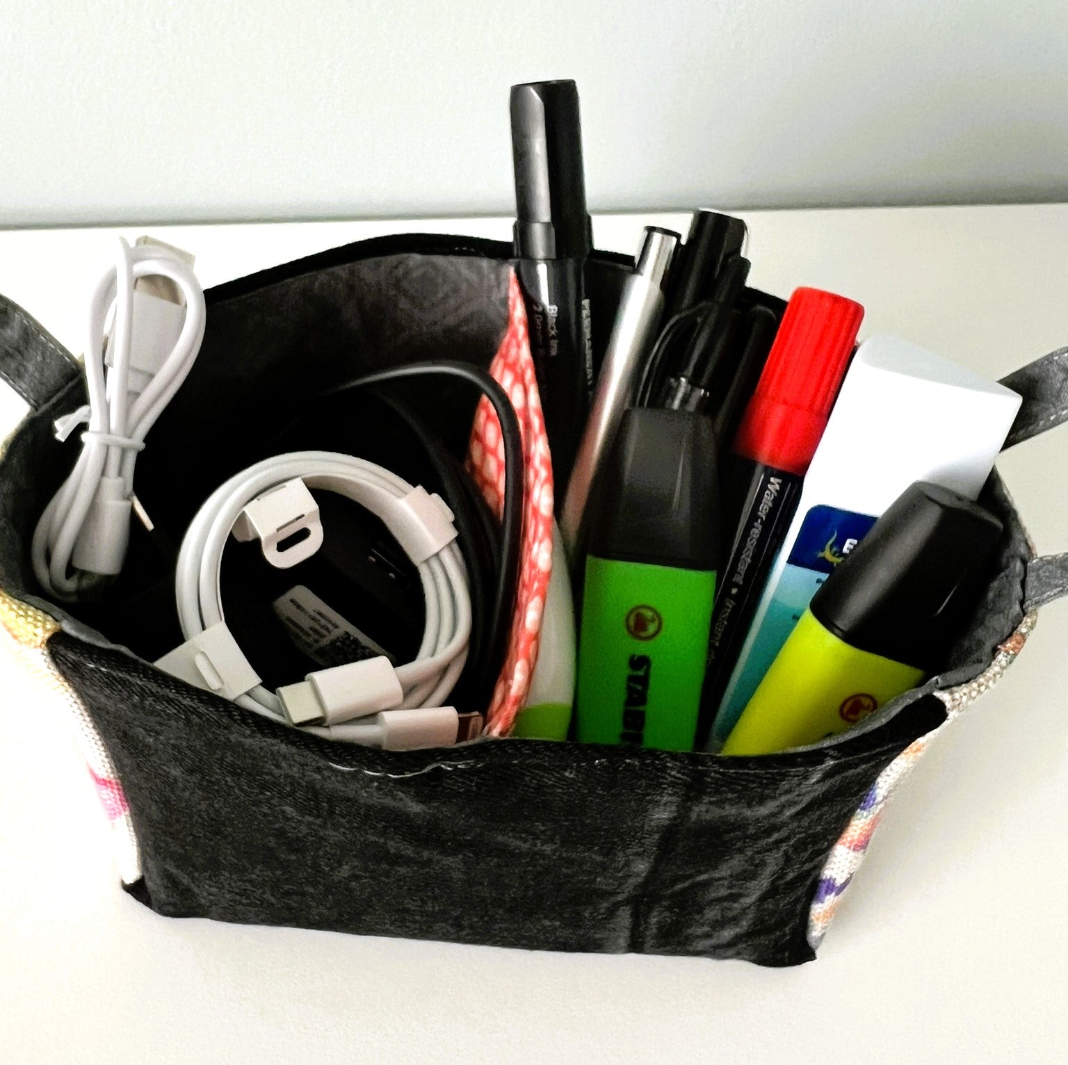 Upcycled Denim & Cotton Fabric Basket