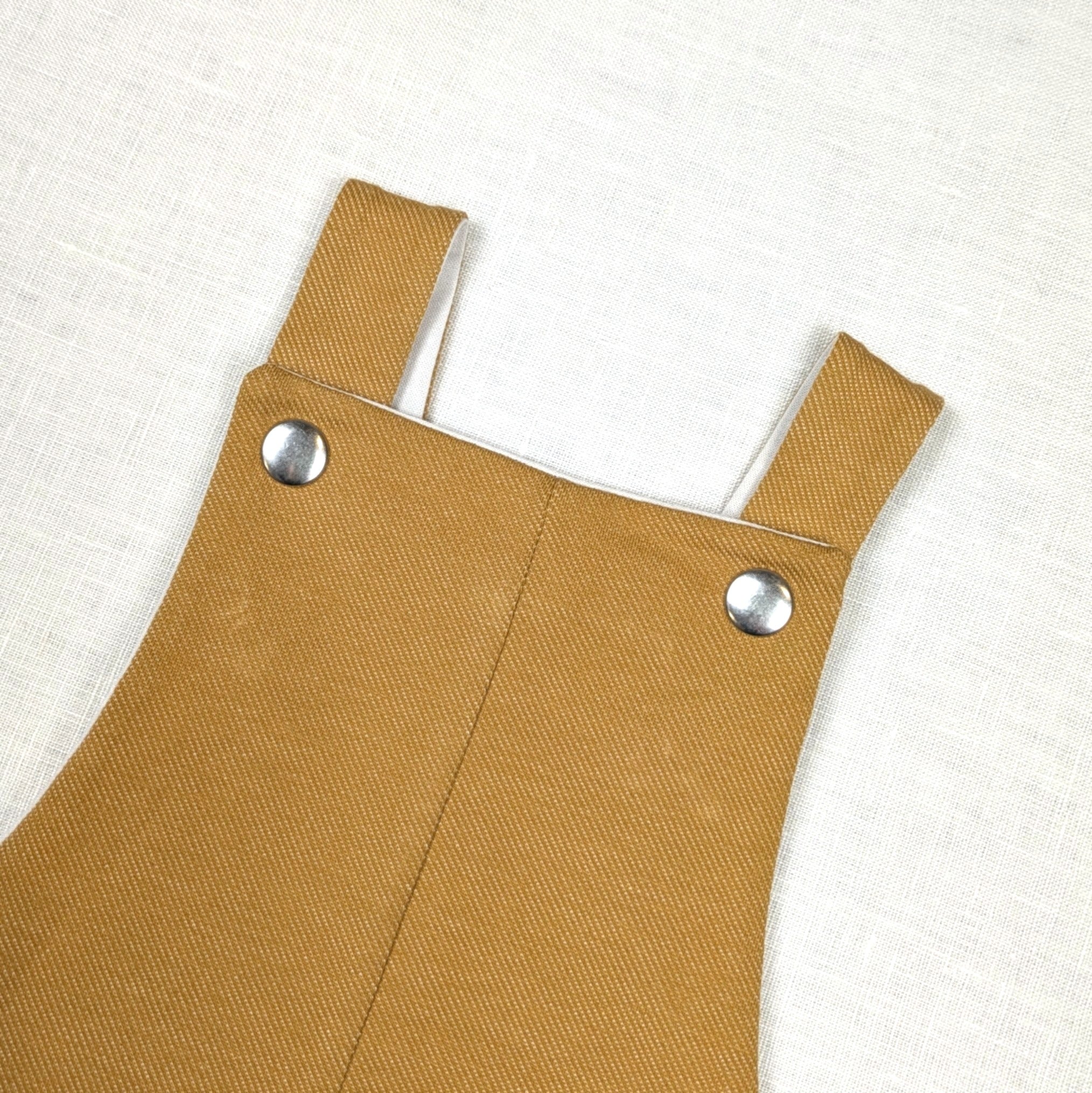 Handmade Long Childrens Overalls | Mustard Stretch Denim Collection | sizes 0-3y