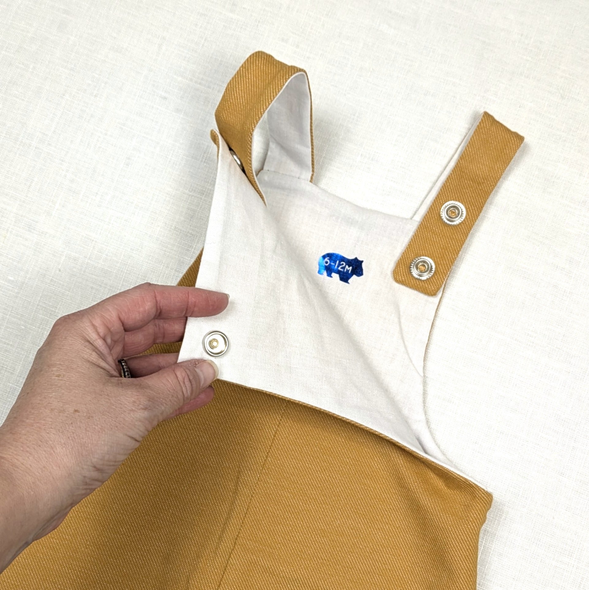 Handmade Long Childrens Overalls | Mustard Stretch Denim Collection | sizes 0-3y