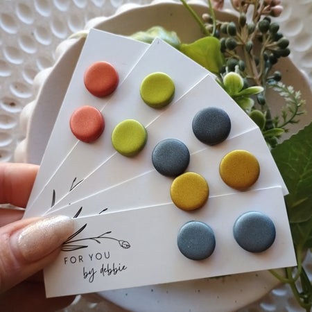 metallic polymer clay circle studs