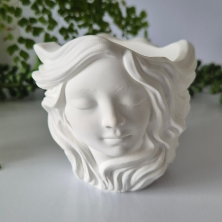 Female Face Eco-Resin Small Vase