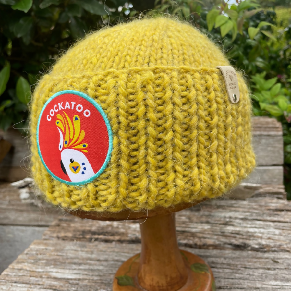 HATITUDE Chartreuse Chunky Beanie with Cockatoo Patch