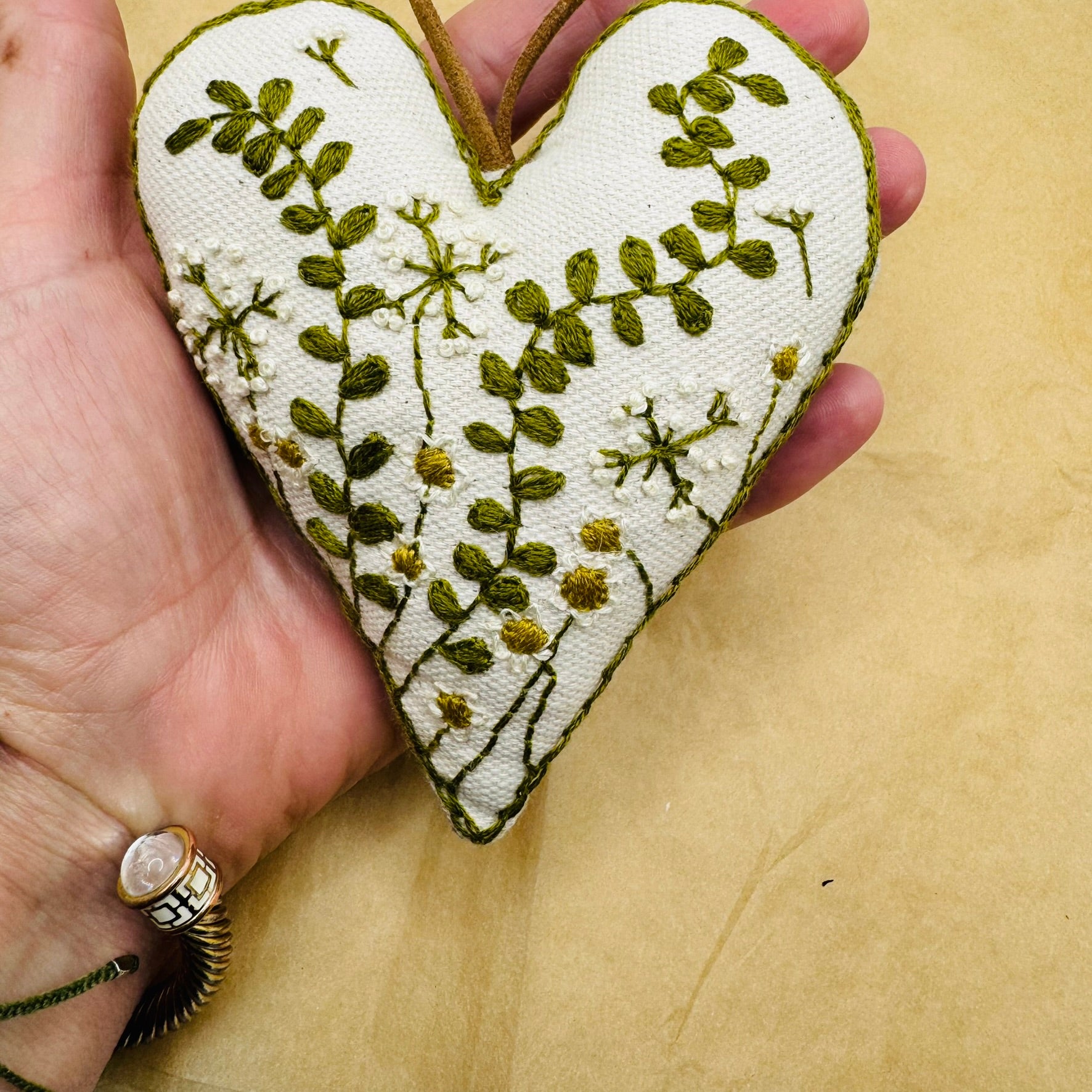 Hand Embroidered Heart filled with Australian wool
