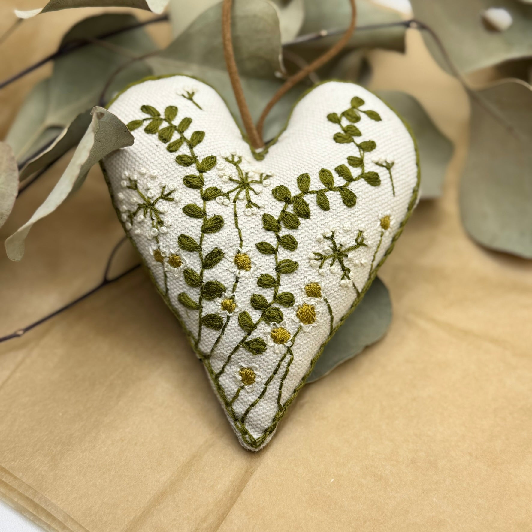Hand Embroidered Heart filled with Australian wool