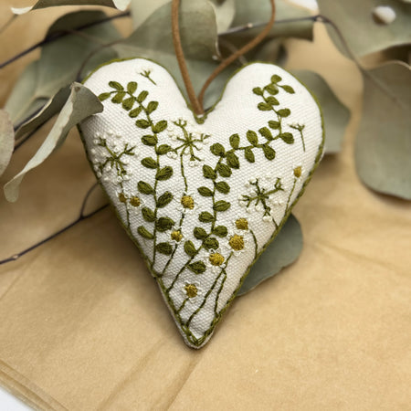 Hand Embroidered Heart filled with Australian wool