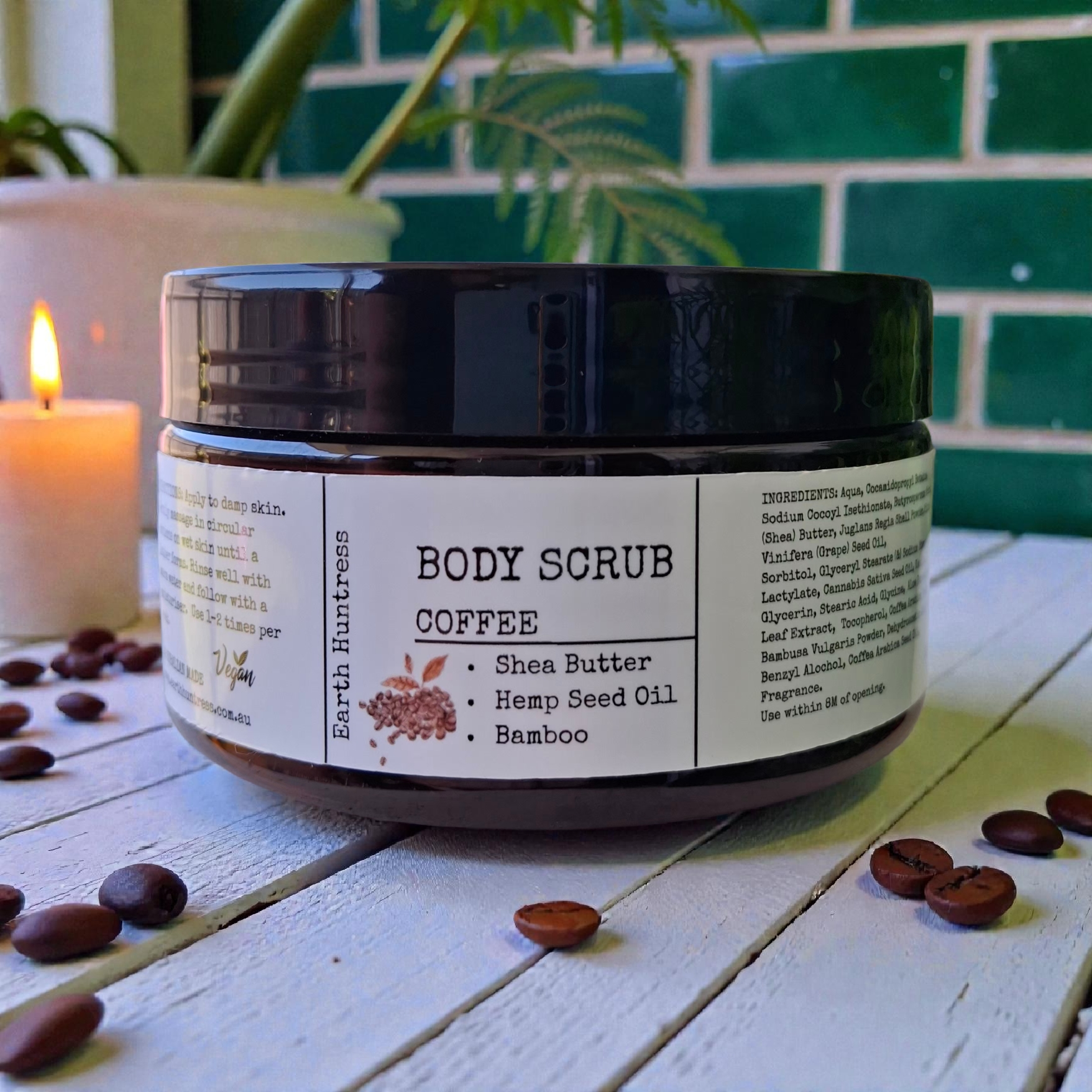 Body Scrub. Coffee + Bamboo with Hemp Seed Oil.