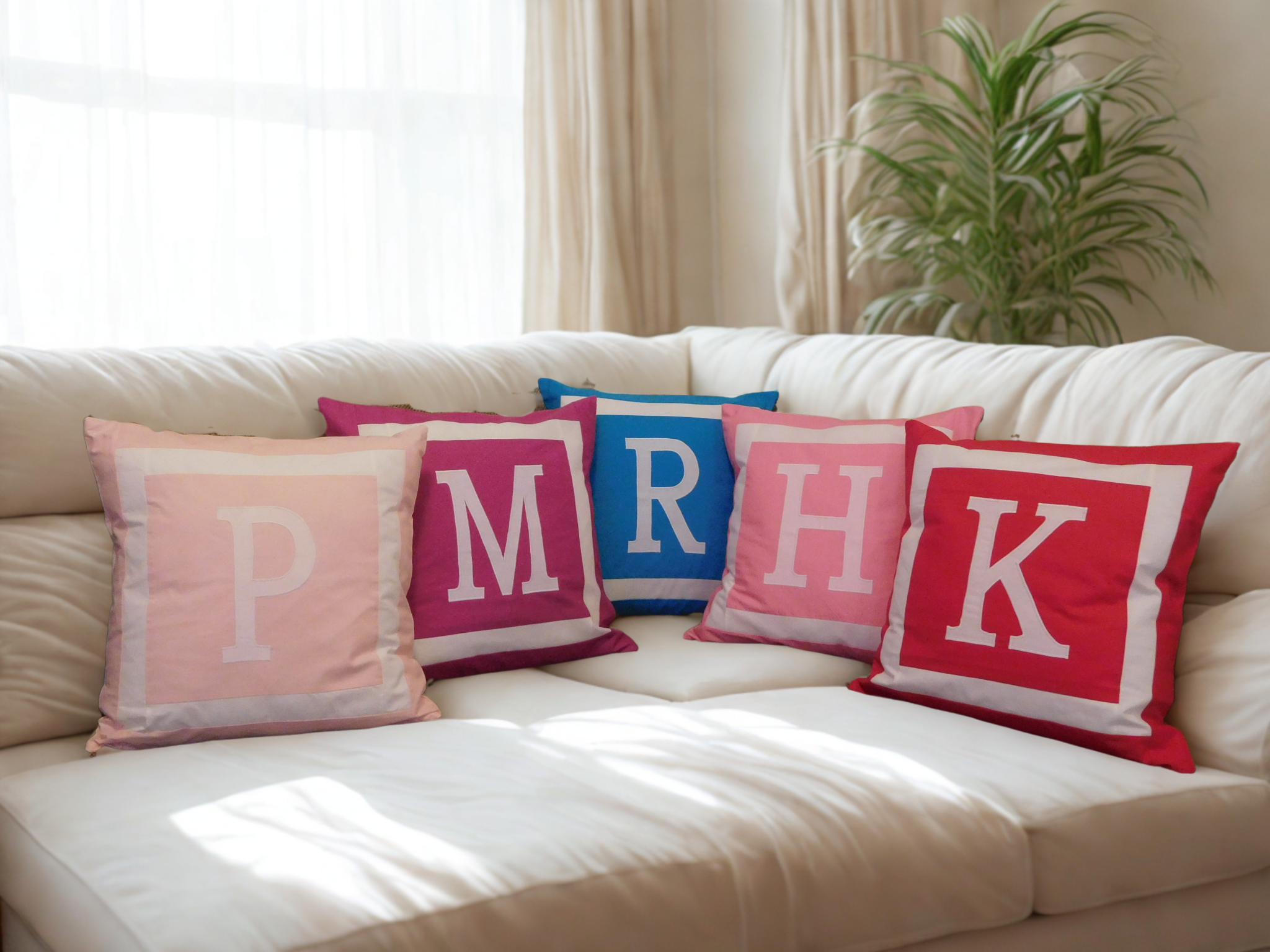 Monogram Initial Cushion Cover, Handmade Cotton Pillow , Scatter Cushions