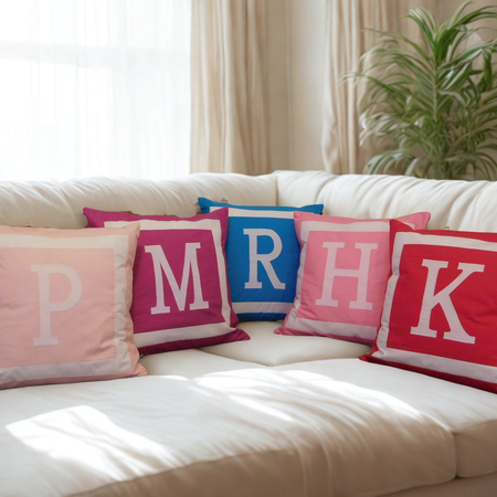 Monogram Initial Cushion Cover, Handmade Cotton Pillow , Scatter Cushions