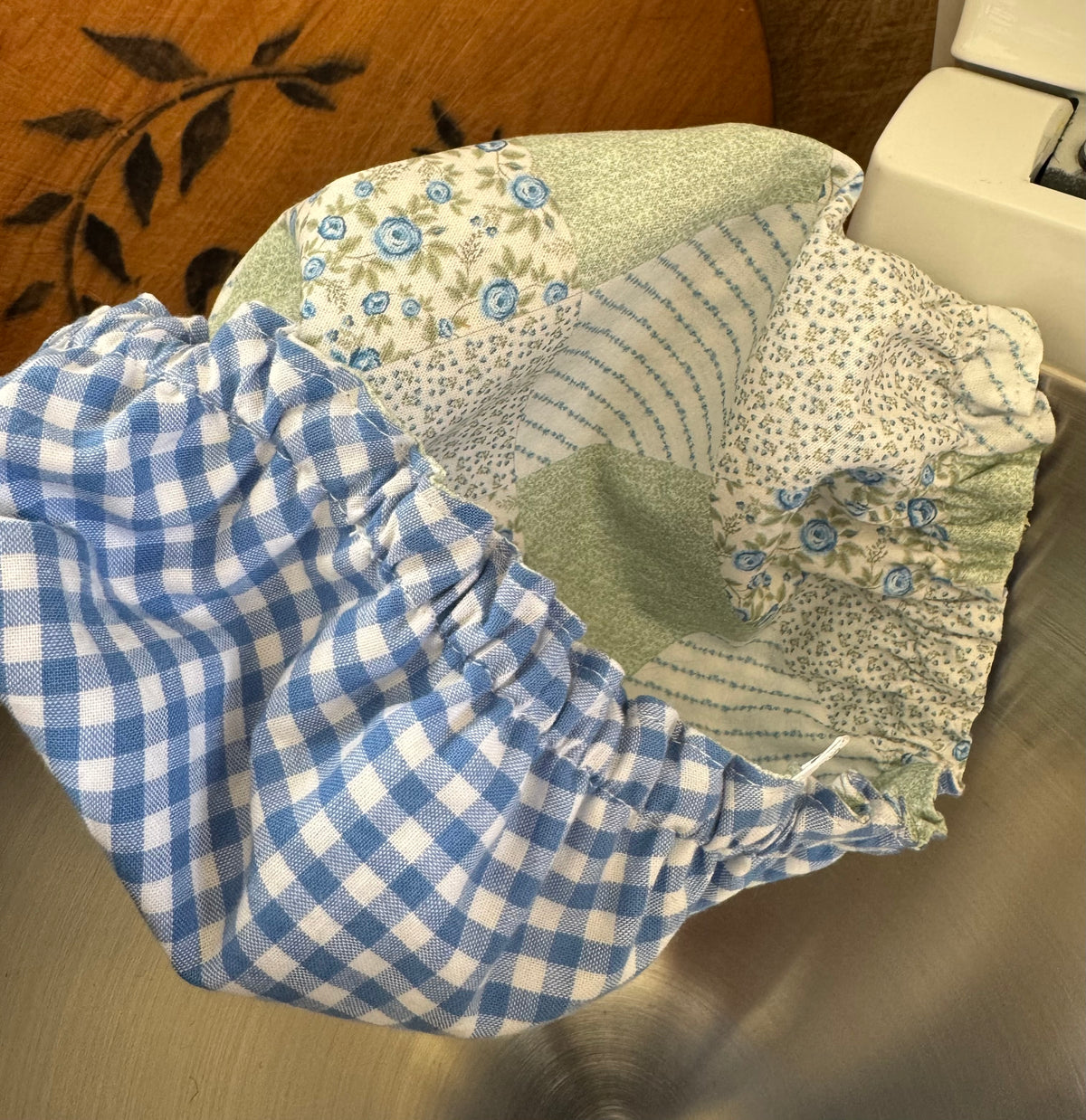 Country Style Reversible Bowl Cover - Patchwork & Gingham