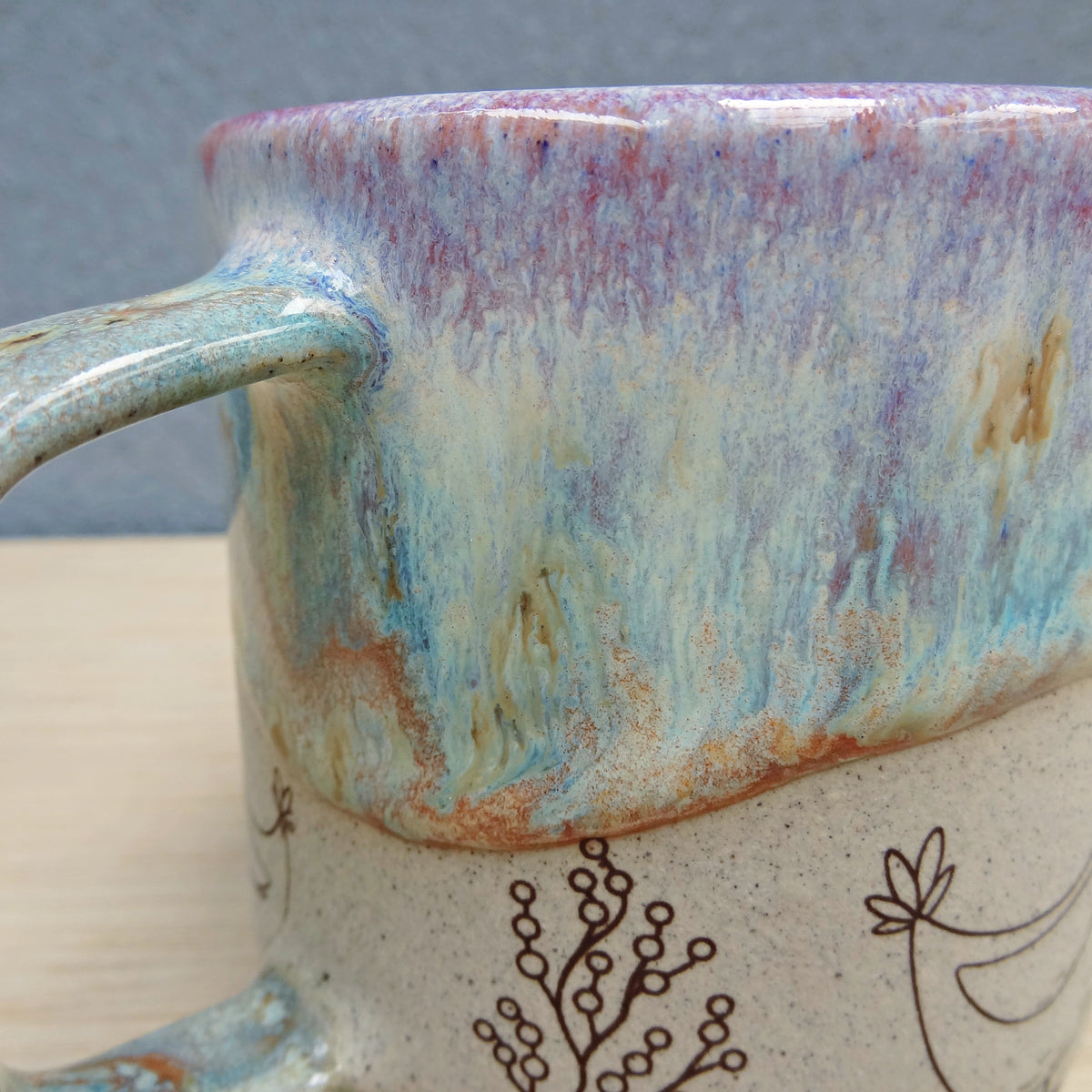 Handmade ceramic chicken mug. Coffee or tea mug.