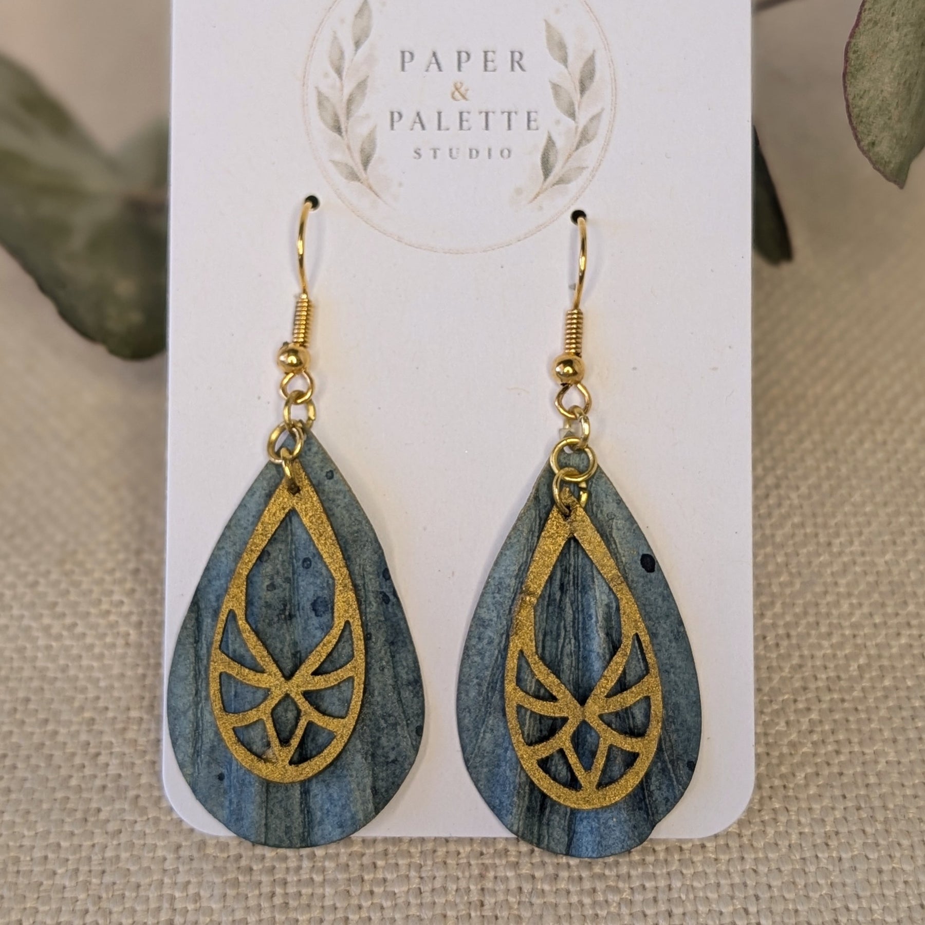 Ocean Inspired Art Deco Mini Earrings -  Eco Friendly Lightweight Jewellery