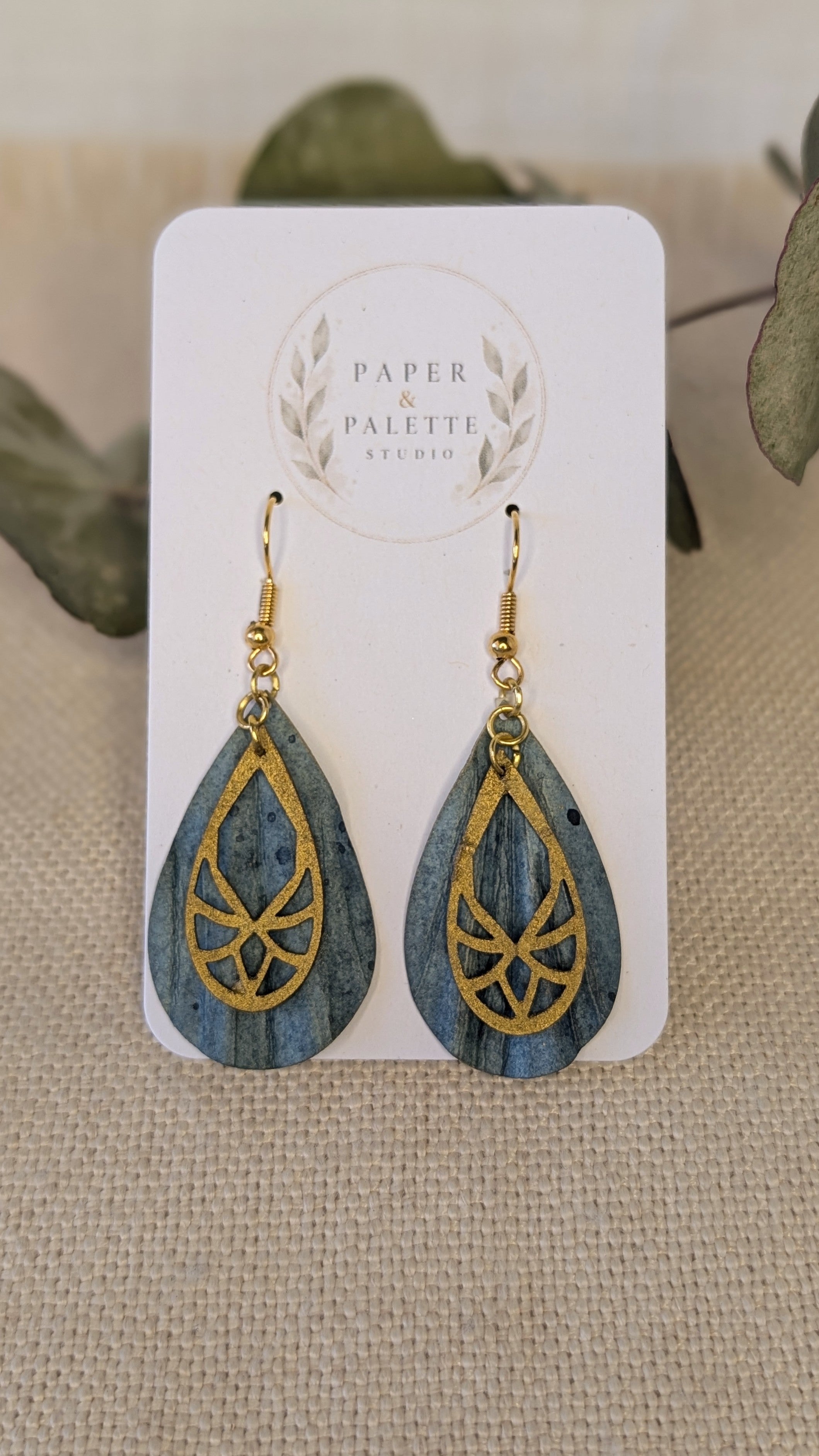 Ocean Inspired Art Deco Mini Earrings -  Eco Friendly Lightweight Jewellery