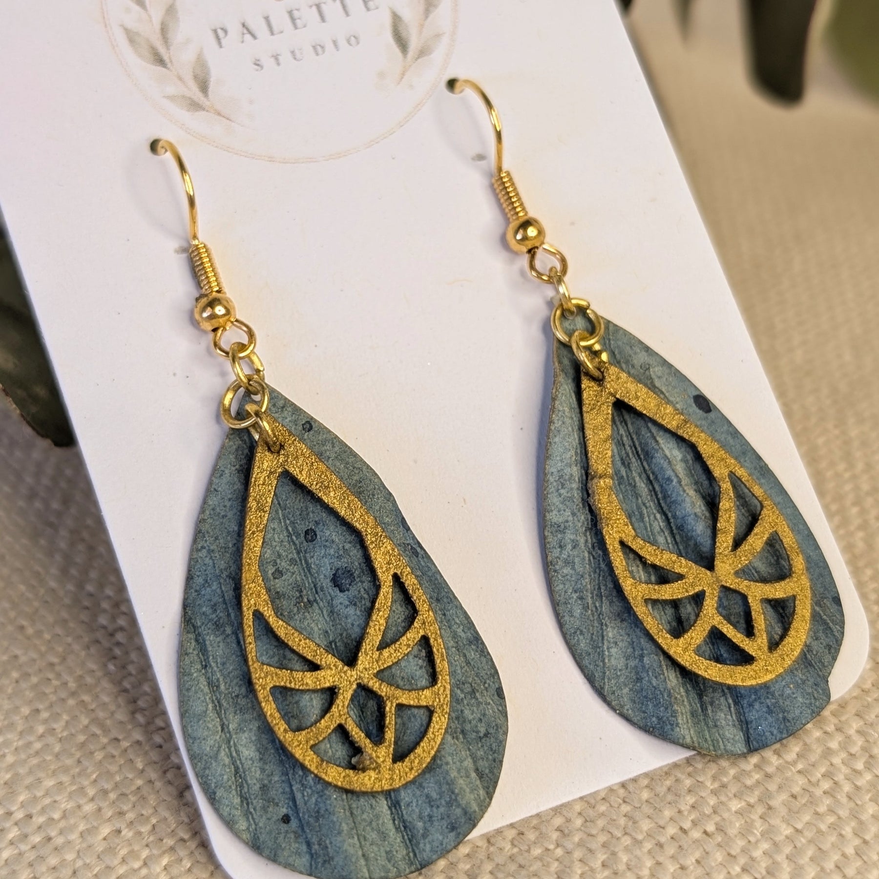 Ocean Inspired Art Deco Mini Earrings -  Eco Friendly Lightweight Jewellery