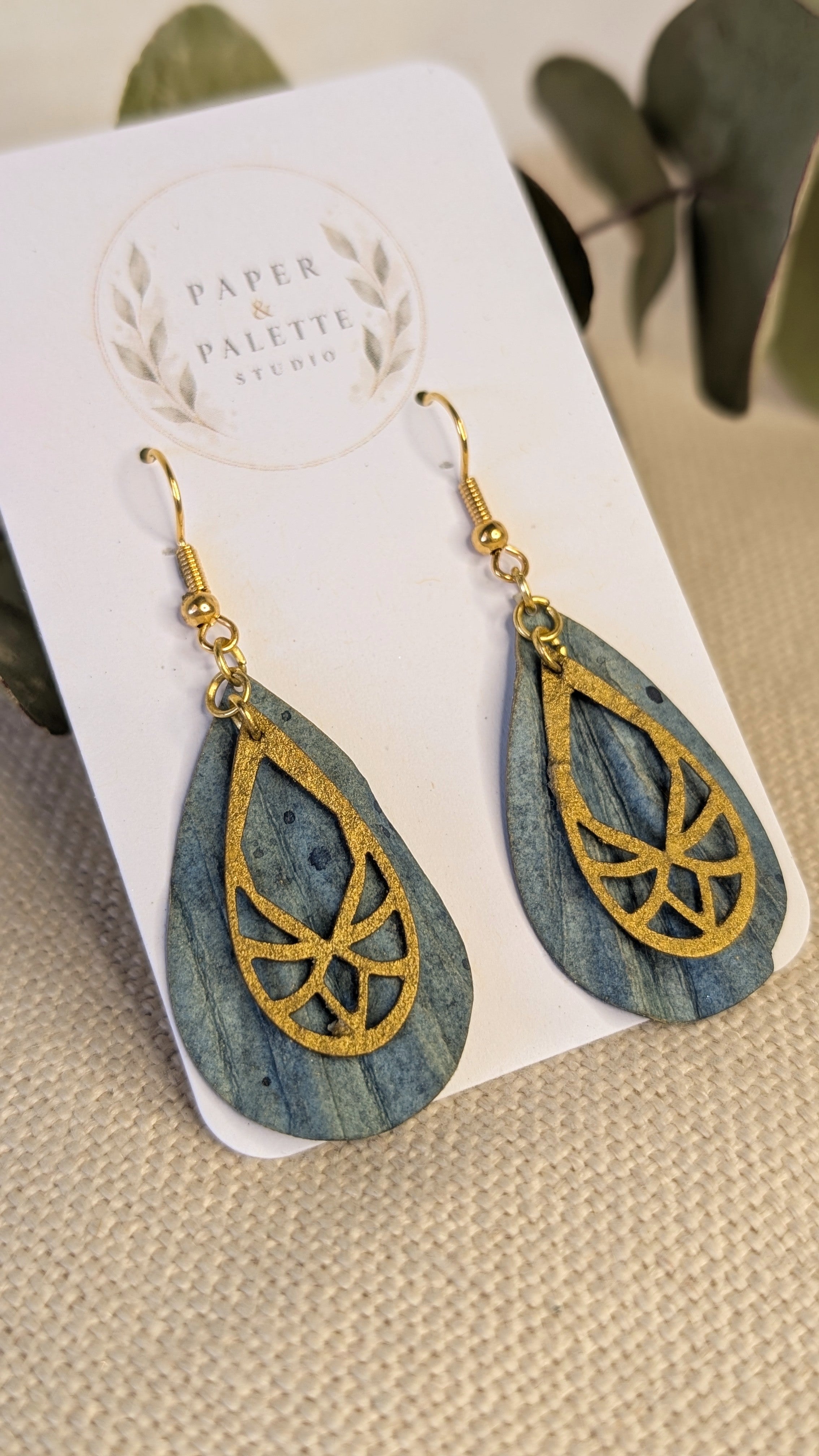 Ocean Inspired Art Deco Mini Earrings -  Eco Friendly Lightweight Jewellery