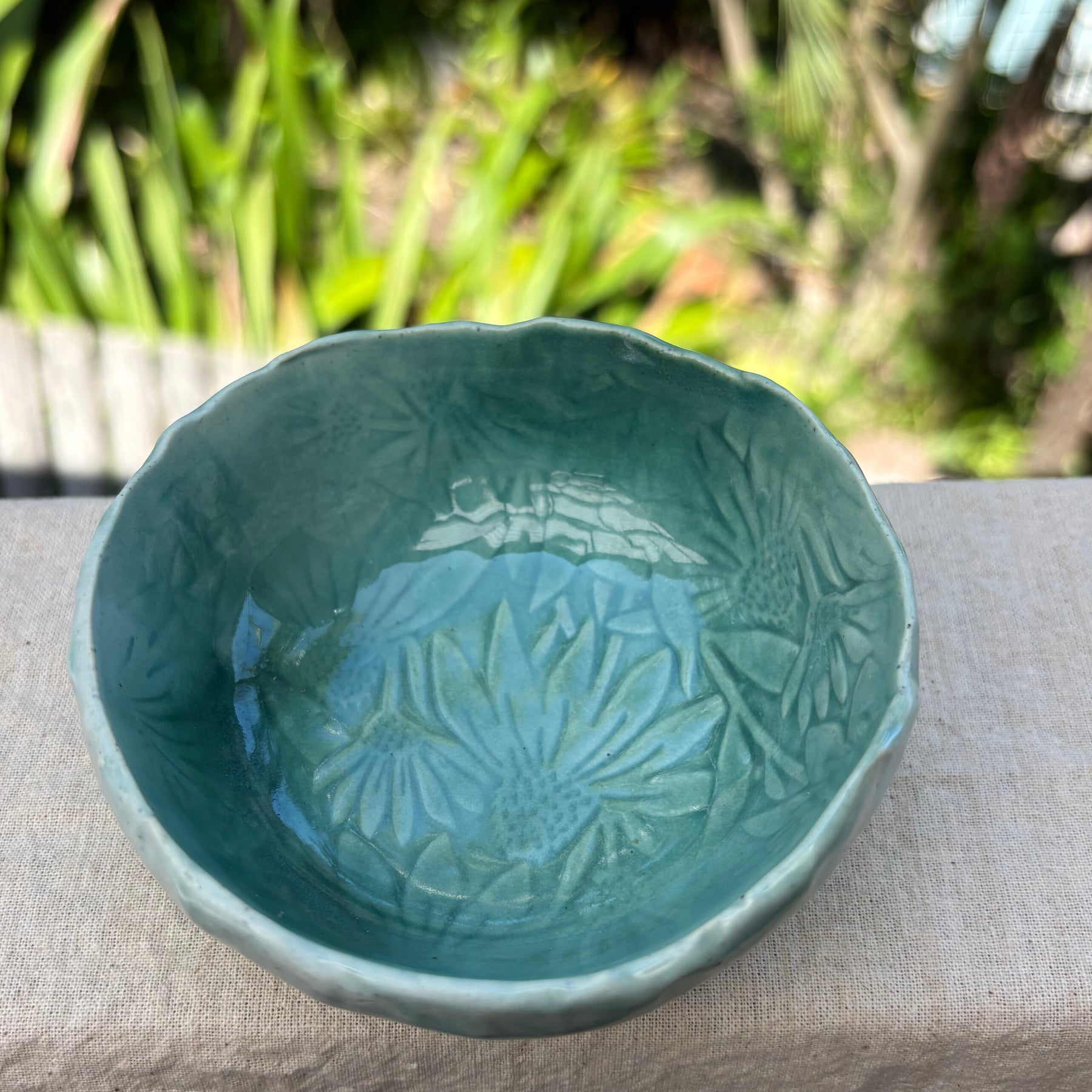 Handmade Ceramic Trinket | Jewellery | Small Food Plates | Spoon Rest | Saucer| Side Plate | Coneflower Floral Stoneware Dishes