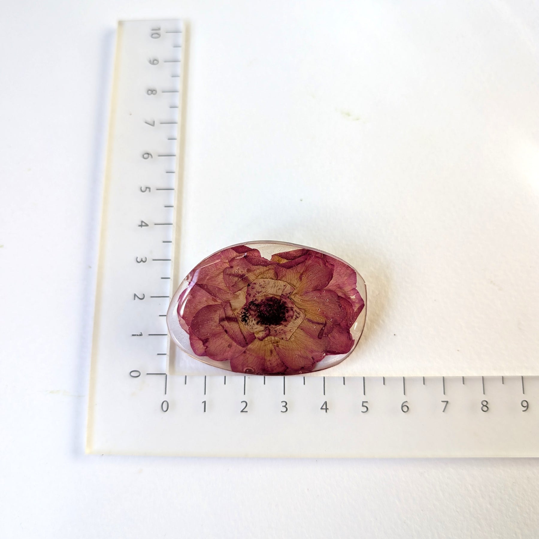 Real Vintage Rose Pressed Resin Floral Brooch Pin
