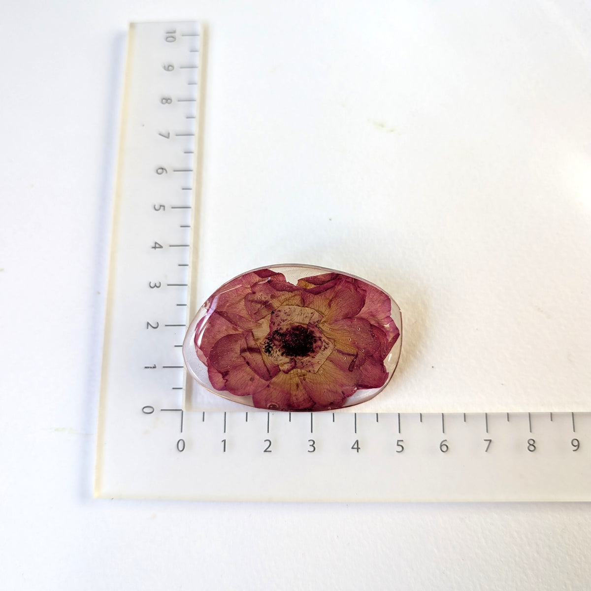 Real Vintage Rose Pressed Resin Floral Brooch Pin