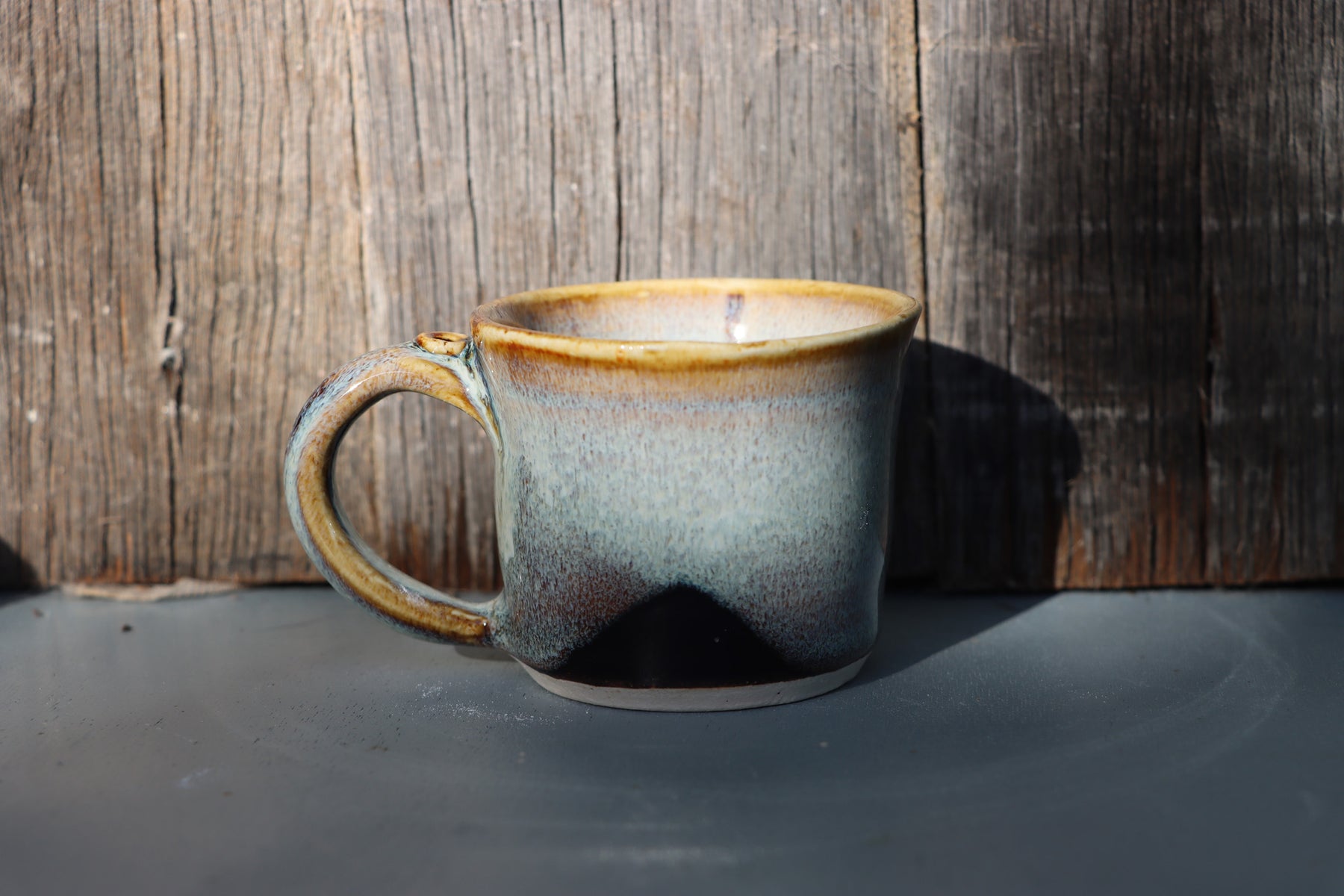 Hand Thrown Stoneware Espresso Mugs: brown and white hand made