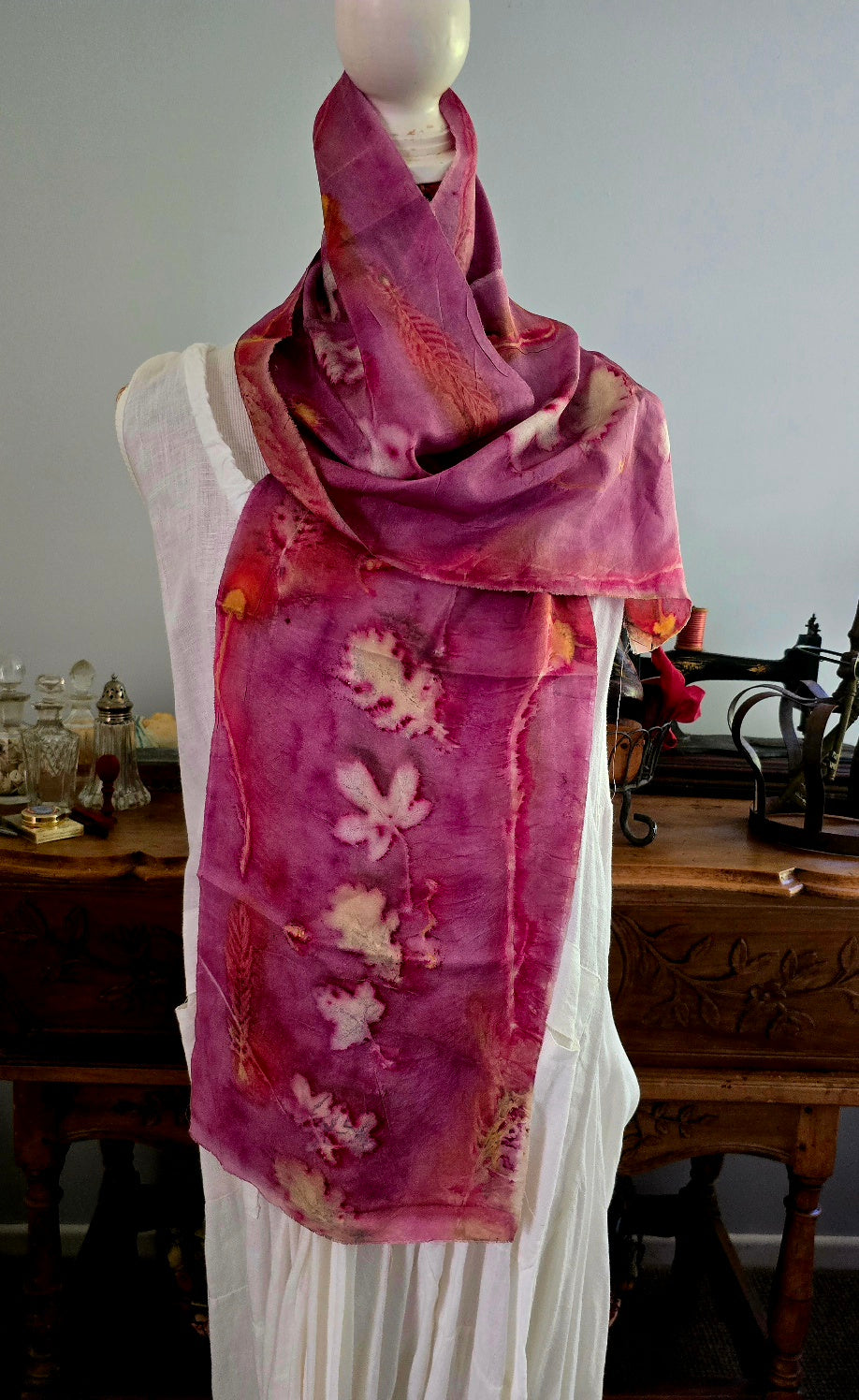 Wandered Leaf Eco-Printed Silk Scarf