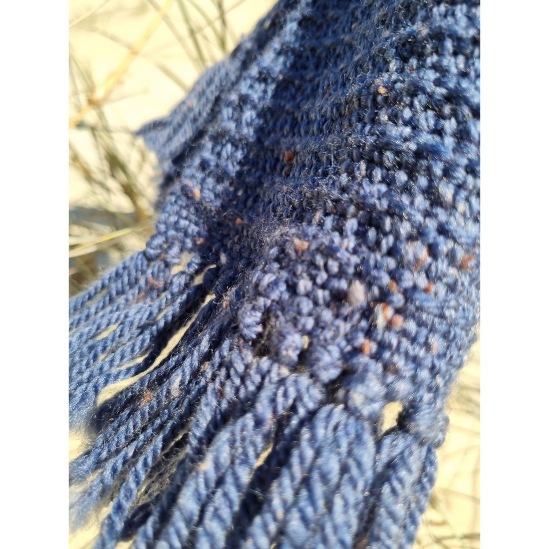 Blue handwoven wool scarf