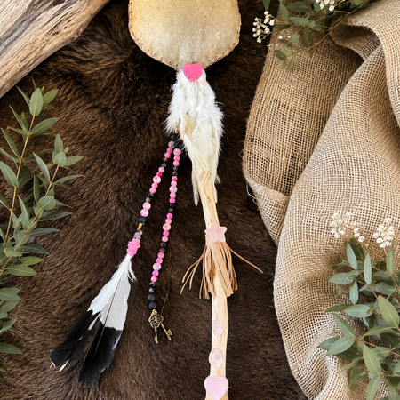The Pink Rose Quartz Deer Rattle